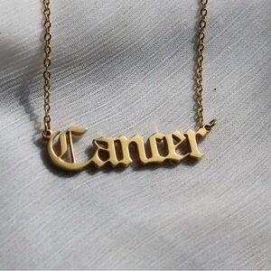 Cancer Stainless Steel Gold Tone Zodiac Sign Necklace